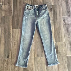 KanCan light wash, distressed hem jeans